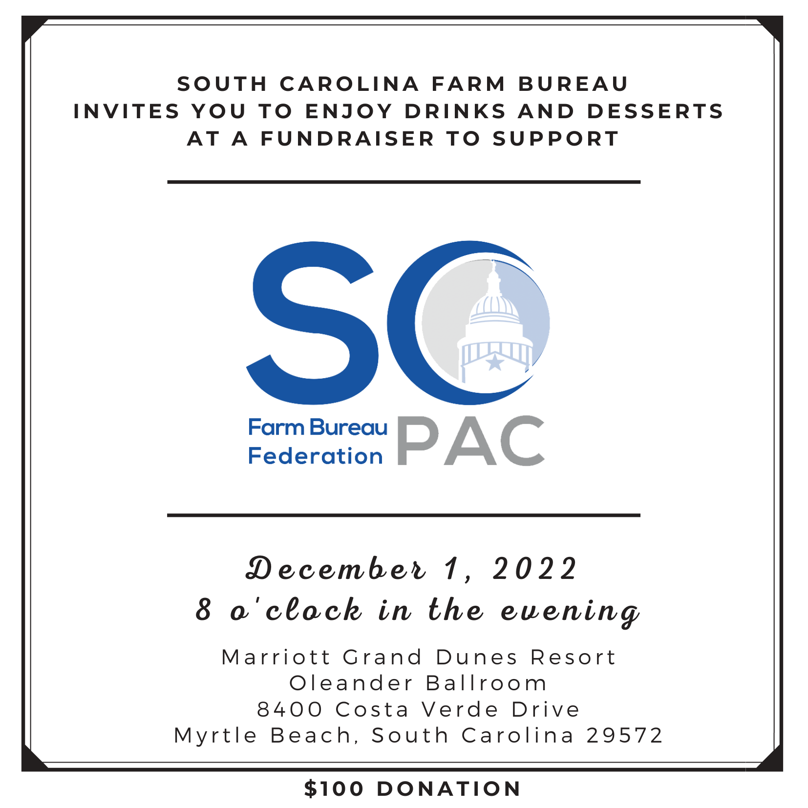 2022 Federal PAC Fundraiser South Carolina Farm Bureau